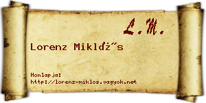 Lorenz Miklós névjegykártya